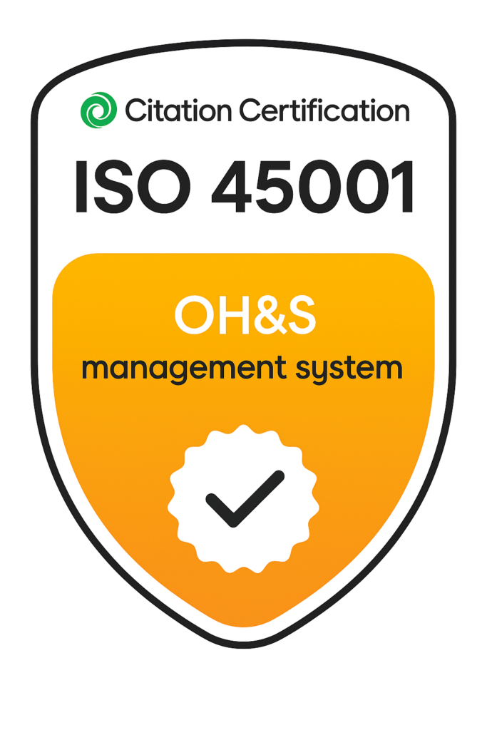ISO 45001 certification logo from Citation Certification, representing Southern Cross Group Services’ accredited occupational health and safety management system